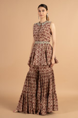 Marsala Leaf Printed Sharara Set3569 video